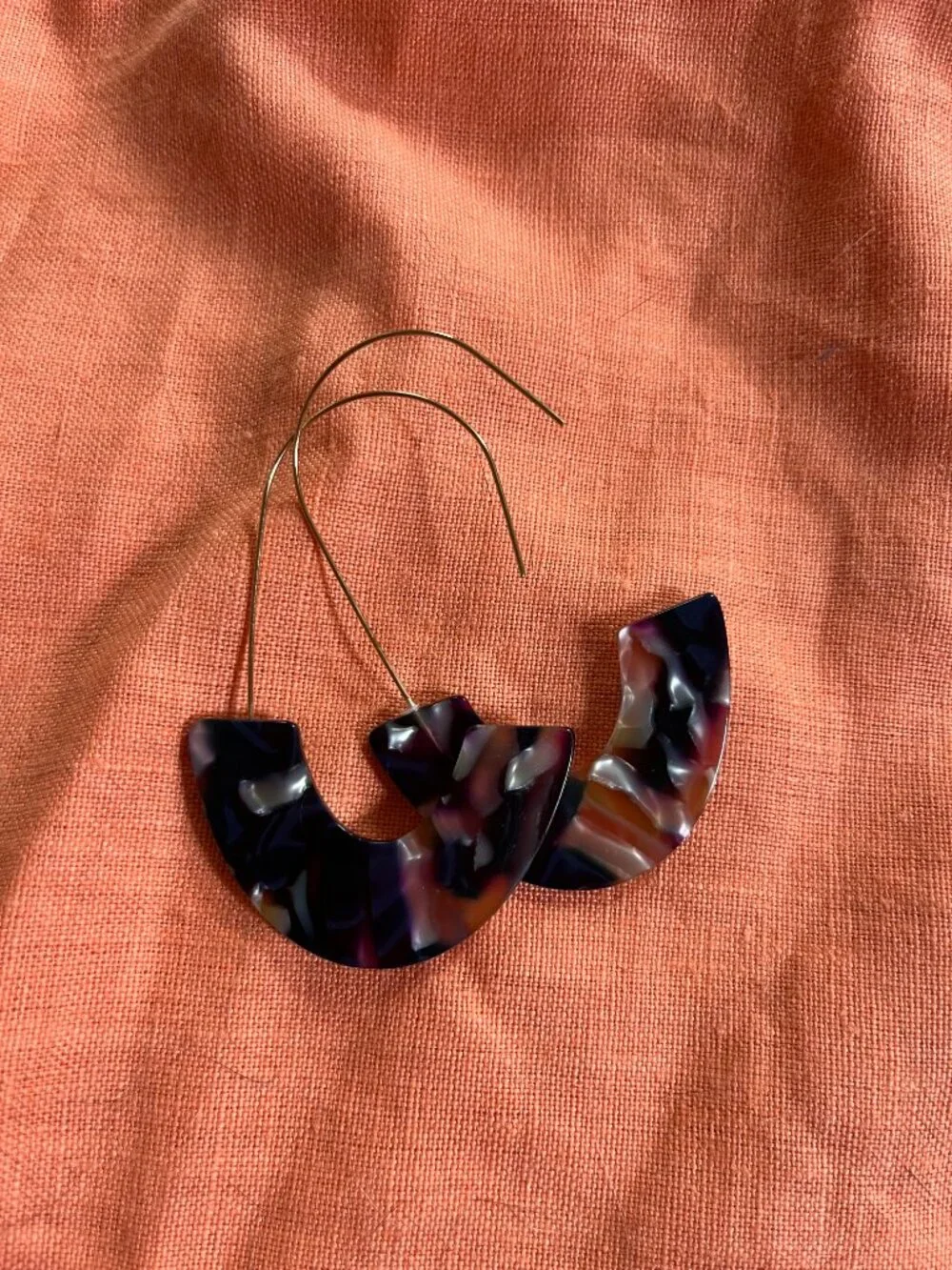 Baublebar Navy Marble Acetate Semi-Circle Earrings